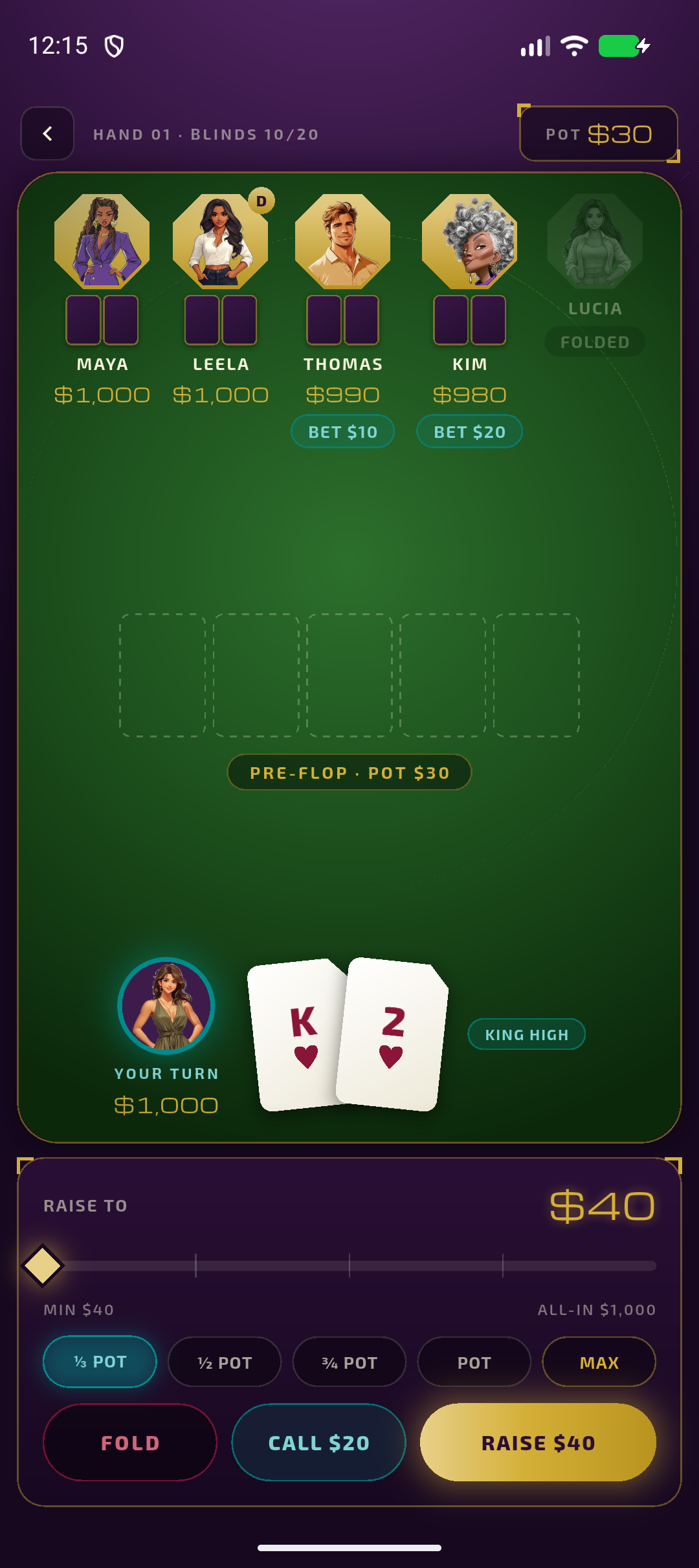 Poker — table