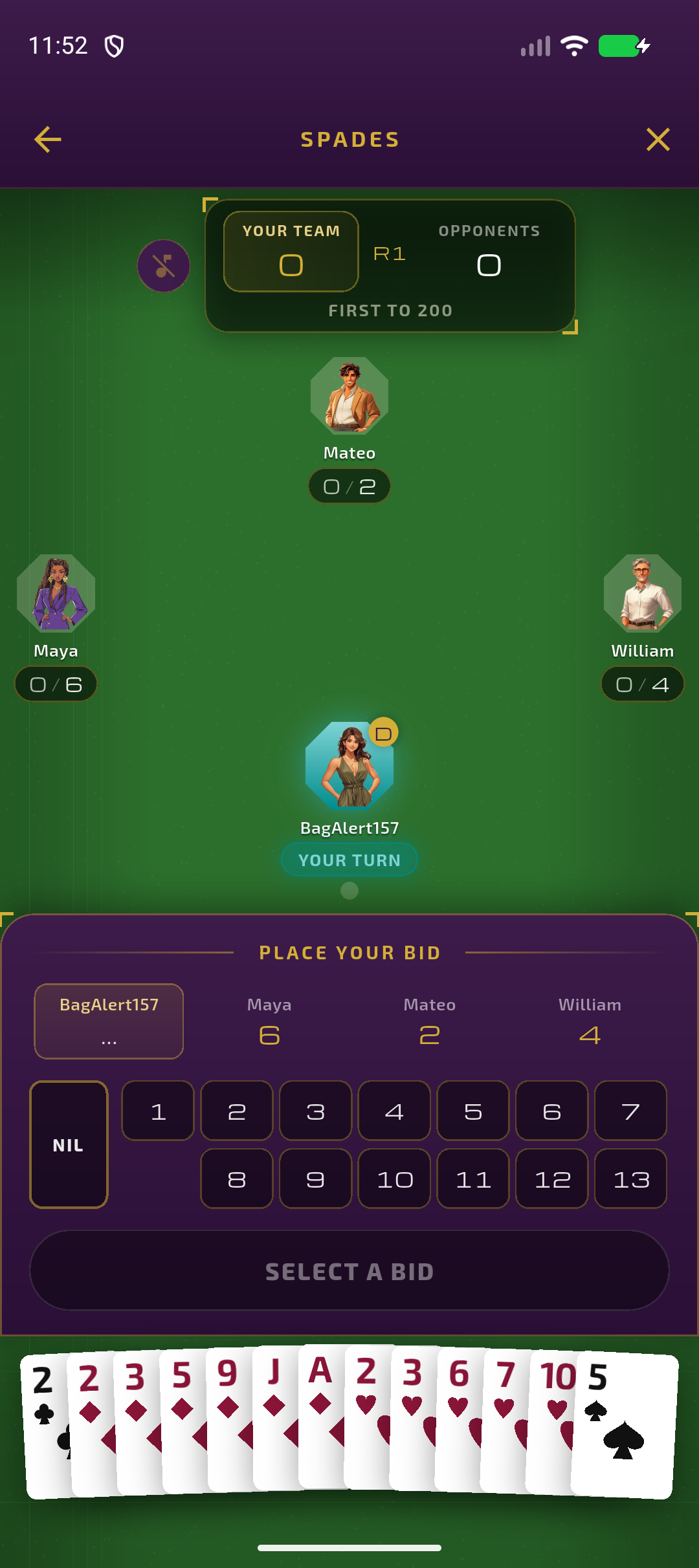 Spades — bidding