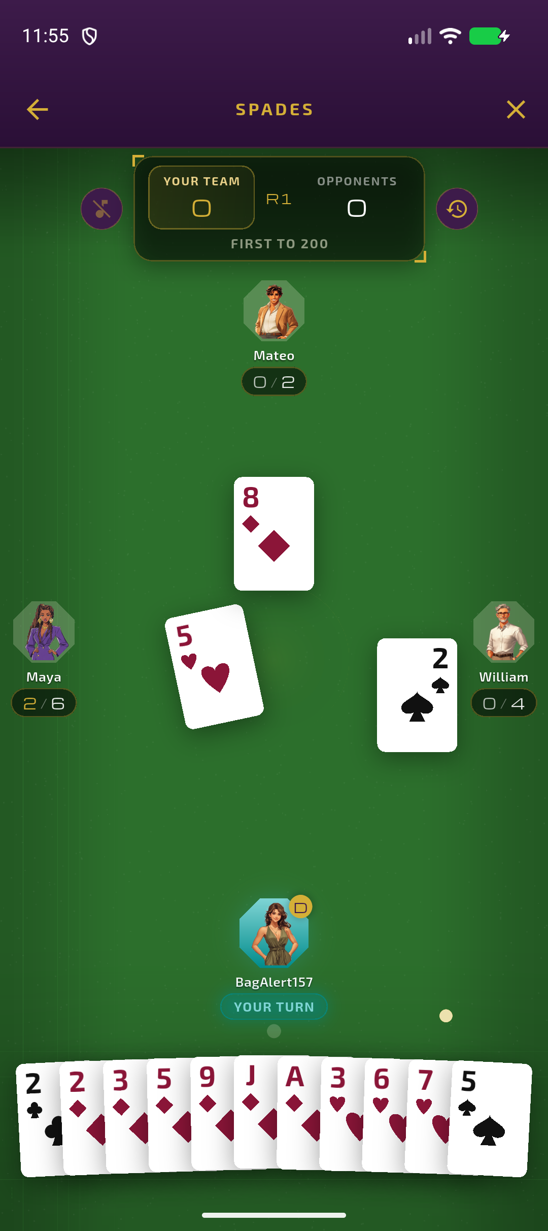 Spades — room lobby